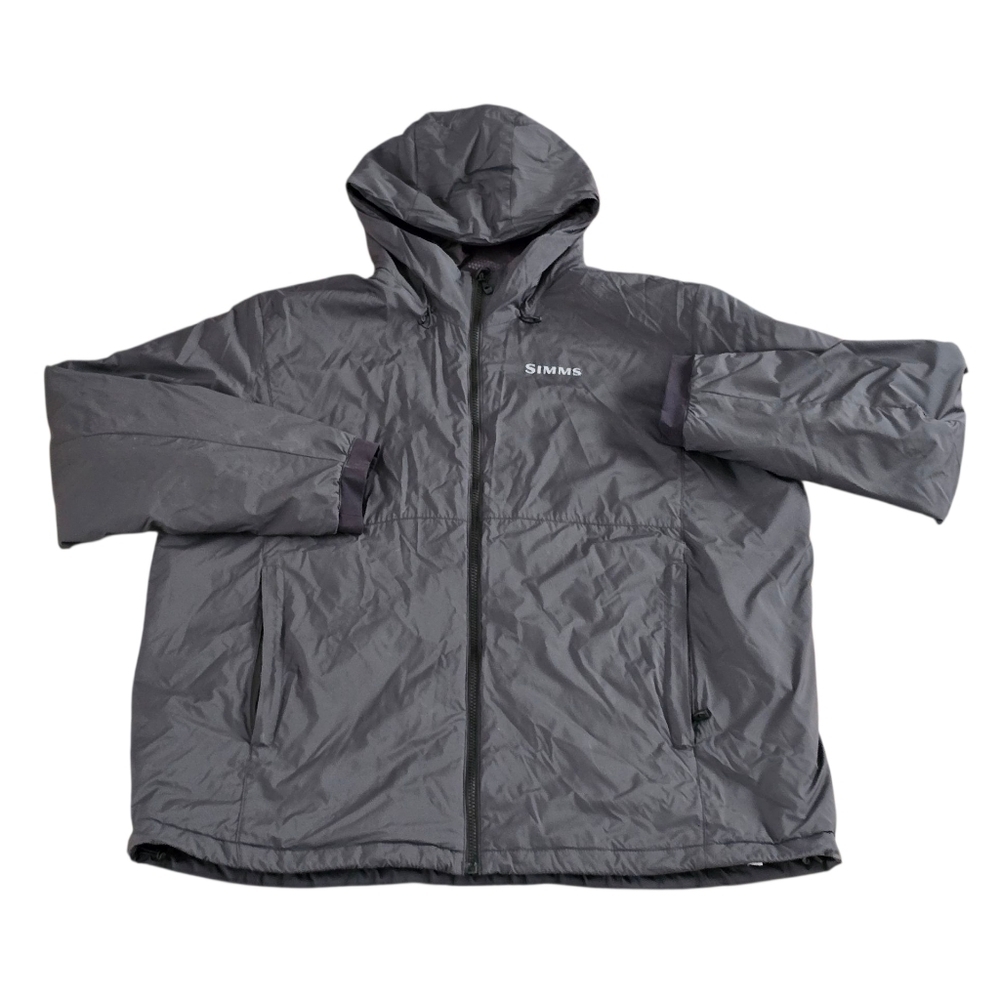 Simms Men's Dark Gray Hooded Jacket Full Zip Lightweight Coat Outdoors 3XL